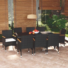 Garden furniture set 9 pieces and black synthetic rattan cushions by , Garden sets - Ref: Foro24-3095020, Price: 702,44 €, Di...