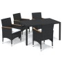 5-piece garden furniture set with black synthetic rattan cushions. by , Garden sets - Ref: Foro24-3095017, Price: 421,95 €, D...