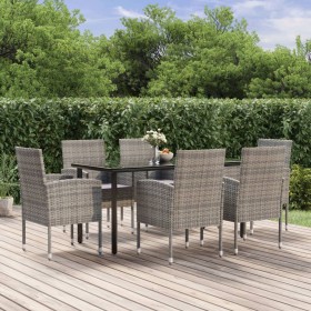 Garten-Esszimmergarnitur 7-teilige Kissen synthetisches Rattan anthrazit von , Gartensets - Ref: Foro24-3156771, Preis: 548,2...