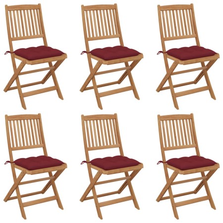 Folding garden chairs 6 units and solid acacia wood cushions by , Garden chairs - Ref: Foro24-3075018, Price: 310,97 €, Disco...