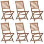 Folding garden chairs 6 units and solid acacia wood cushions by , Garden chairs - Ref: Foro24-3075018, Price: 310,97 €, Disco...