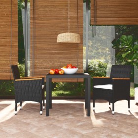 3-teiliges Gartenmöbel-Set mit Kissen synthetisches Rattan schwarz von , Gartensets - Ref: Foro24-3095015, Preis: 294,93 €, R...