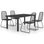 5-teiliges Garten-Esszimmerset aus PVC-Rattan in Schwarz von , Gartensets - Ref: Foro24-3060120, Preis: 436,35 €, Rabatt: %