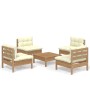 5-piece garden furniture set with cream pine wood cushions by , Garden sets - Ref: Foro24-3096037, Price: 386,28 €, Discount: %