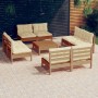 Garden furniture 9 pieces cushions pine wood cream by , Garden sets - Ref: Foro24-3096049, Price: 737,99 €, Discount: %