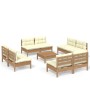 Garden furniture 9 pieces cushions pine wood cream by , Garden sets - Ref: Foro24-3096049, Price: 737,99 €, Discount: %