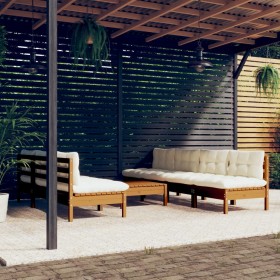 Garden furniture set, 8 pieces, cream-colored pine wood cushions by , Garden sets - Ref: Foro24-3096139, Price: 674,99 €, Dis...