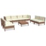 Muebles de jardín 9 piezas cojines madera maciza de pino de , Conjuntos de jardín - Ref: Foro24-3096241, Precio: 806,30 €, De...