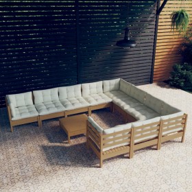 Gartenmöbel 11 Stk. und Kissen Zirbenholz honigbraun von , Gartensets - Ref: Foro24-3097004, Preis: 995,99 €, Rabatt: %