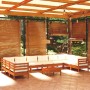 Garden furniture set 11 pieces and cushions made of honey brown pine wood. by , Garden sets - Ref: Foro24-3097340, Price: 995...