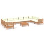 Garden furniture set 11 pieces and cushions made of honey brown pine wood. by , Garden sets - Ref: Foro24-3097340, Price: 995...