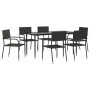 Juego de comedor de jardín 7 piezas ratán sintético negro de , Conjuntos de jardín - Ref: Foro24-3156759, Precio: 310,99 €, D...