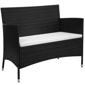 Garden bench 90 cm black synthetic rattan by , garden benches - Ref: Foro24-42582, Price: 112,99 €, Discount: %