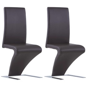 Sillas de comedor forma de zigzag 2 uds cuero sintético marrón de , Sillas de comedor - Ref: Foro24-281669, Precio: 203,99 €,...