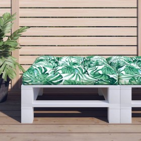 Cushion for pallet sofa, leaf print fabric, 80x80x12 cm by , Cushions for chairs and sofas - Ref: Foro24-47499, Price: 35,99 ...