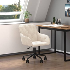 Cream-colored velvet swivel office chair by , Office chairs - Ref: Foro24-344876, Price: 91,99 €, Discount: %