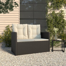 Garden bench with black synthetic rattan cushions 105 cm by , garden benches - Ref: Foro24-362318, Price: 106,26 €, Discount: %