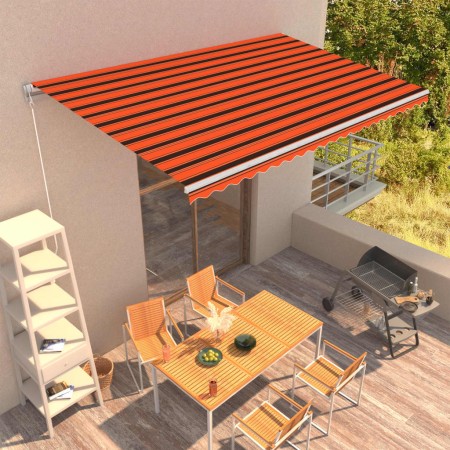 Toldo retráctil manual naranja y marrón 500x300 cm de , Toldos - Ref: Foro24-3051222, Precio: 424,20 €, Descuento: %