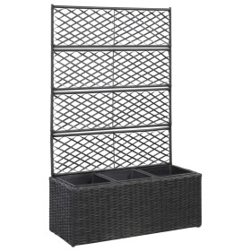 Mesh and flowerbed with 3 black synthetic rattan pots 83x30x130 cm by vidaXL, Pots and planters - Ref: Foro24-46932, Price: 8...