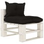 Set muebles de palets de jardín 7 pzas madera cojines negros de , Conjuntos de jardín - Ref: Foro24-3052364, Precio: 611,99 €...