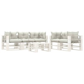 Set muebles de palets para jardín 6 pzas madera cojines beige de , Conjuntos de jardín - Ref: Foro24-3052441, Precio: 575,99 ...