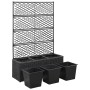 Mesh and flowerbed with 3 black synthetic rattan pots 83x30x130 cm by vidaXL, Pots and planters - Ref: Foro24-46932, Price: 9...