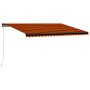 Toldo retráctil manual con luz LED naranja y marrón 500x300 cm de , Toldos - Ref: Foro24-3055233, Precio: 393,84 €, Descuento: %