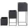 Black Synthetic Rattan Flowerbed Set 3 Pieces by vidaXL, Pots and planters - Ref: Foro24-46942, Price: 99,58 €, Discount: %