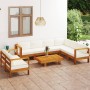 8-piece garden furniture set with cream white cushions made of acacia wood. by , Garden sets - Ref: Foro24-3057939, Price: 1,...