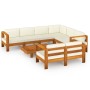 8-piece garden furniture set with cream white cushions made of acacia wood. by , Garden sets - Ref: Foro24-3057939, Price: 1,...