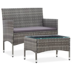 Garden furniture set, 2 pieces with gray synthetic rattan cushion. by , Garden sets - Ref: Foro24-3059320, Price: 136,99 €, D...