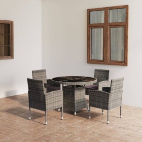 Set comedor jardín 5 pzas ratán sintético gris antracita y gris de , Conjuntos de jardín - Ref: Foro24-3059430, Precio: 449,9...