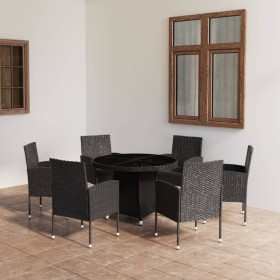 Juego de comedor para jardín 7 piezas ratán sintético negro de , Conjuntos de jardín - Ref: Foro24-3059432, Precio: 524,83 €,...