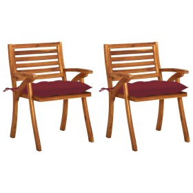 Dining garden chairs with cushions 2 units solid acacia wood by , Garden chairs - Ref: Foro24-3060852, Price: 191,40 €, Disco...