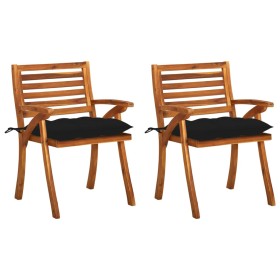 Dining garden chairs with cushions 2 units solid acacia wood by , Garden chairs - Ref: Foro24-3060846, Price: 191,40 €, Disco...