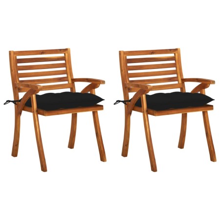 Dining garden chairs with cushions 2 units solid acacia wood by , Garden chairs - Ref: Foro24-3060846, Price: 191,40 €, Disco...