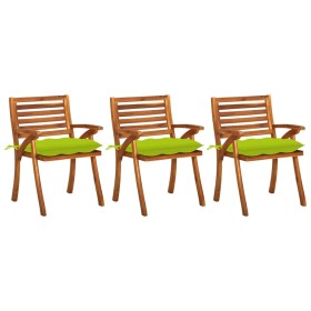 Dining garden chairs with cushions 3 pcs solid acacia wood by , Garden chairs - Ref: Foro24-3060859, Price: 211,99 €, Discoun...