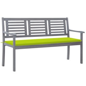 3-seater eucalyptus wood garden bench in gray with cushion, 150 cm by , garden benches - Ref: Foro24-3061061, Price: 193,99 €...