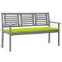 3-seater eucalyptus wood garden bench in gray with cushion, 150 cm by , garden benches - Ref: Foro24-3061061, Price: 193,10 €...