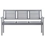 3-seater eucalyptus wood garden bench in gray with cushion, 150 cm by , garden benches - Ref: Foro24-3061061, Price: 193,10 €...