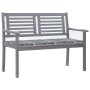 Banco de jardín 2 plazas madera eucalipto gris y cojín 120 cm de , Bancos de jardín - Ref: Foro24-3061037, Precio: 187,99 €, ...