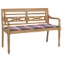 Batavia solid teak wood bench with red checkered cushion 120 cm by , garden benches - Ref: Foro24-3062167, Price: 206,22 €, D...