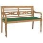 Banco Batavia madera maciza de teca con cojín verde 120 cm de , Bancos de jardín - Ref: Foro24-3062159, Precio: 214,10 €, Des...