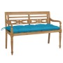 Banco Batavia de teca maciza con cojín azul claro 120 cm de , Bancos de jardín - Ref: Foro24-3062173, Precio: 214,16 €, Descu...