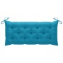 Banco Batavia de teca maciza con cojín azul claro 120 cm de , Bancos de jardín - Ref: Foro24-3062173, Precio: 206,99 €, Descu...