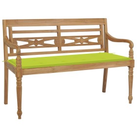 Banco Batavia madera maciza teca y cojín verde brillante 120 cm de , Bancos de jardín - Ref: Foro24-3062165, Precio: 208,99 €...