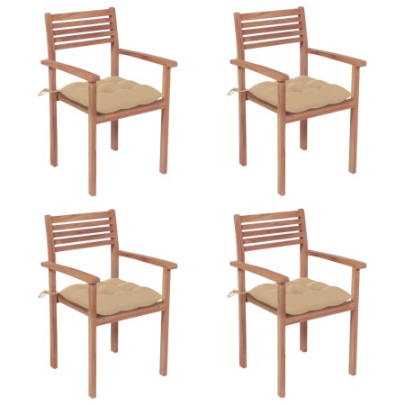 Garden chairs with cushions 4 pcs solid teak wood beige by , Garden chairs - Ref: Foro24-3062307, Price: 332,99 €, Discount: %