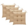 Sillas de jardín con cojines 4 uds madera maciza de teca beige de , Sillas de jardín - Ref: Foro24-3062307, Precio: 334,32 €,...