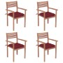 Garden chairs with cushions 4 pcs teak wood stained red by , Garden chairs - Ref: Foro24-3062313, Price: 332,99 €, Discount: %