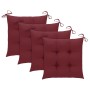 Sillas de jardín con cojines 4 uds madera de teca rojo tinto de , Sillas de jardín - Ref: Foro24-3062313, Precio: 332,99 €, D...